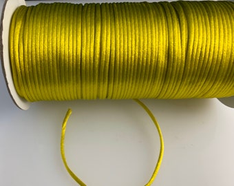 10 yards 2mm Lime Green Satin Rattail Cord