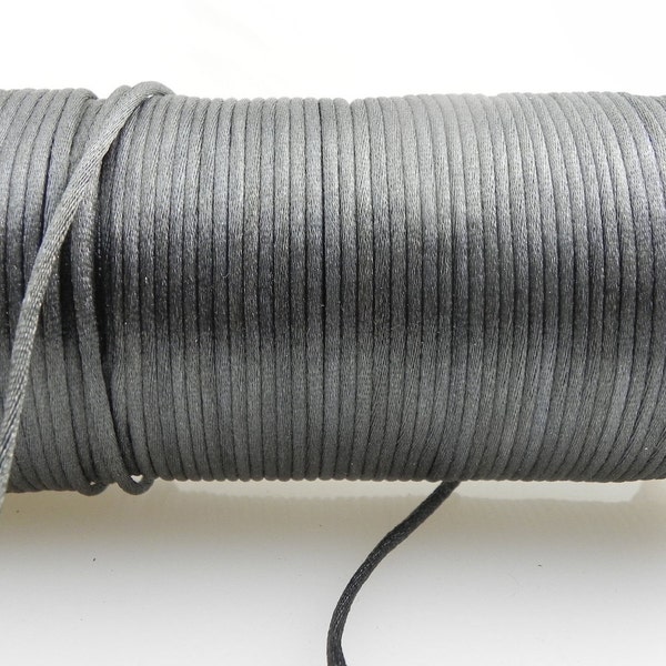 10 yards 2mm Dark Gray Satin Rattail Cord