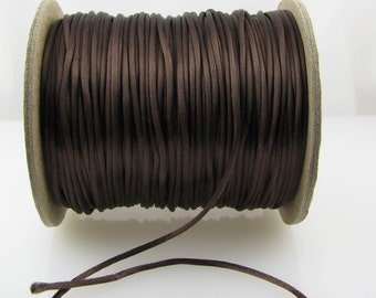 10 yards 2mm Medium Brown Satin Rattail Cord