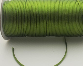 10 yards 2mm  Olive Green Satin Rattail  Kumihimo Cord