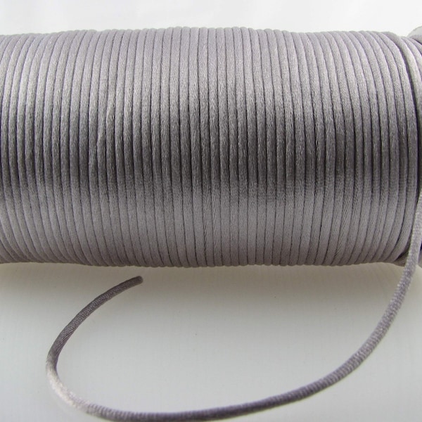 10 yards  2mm  Silver Satin Rattail Cord