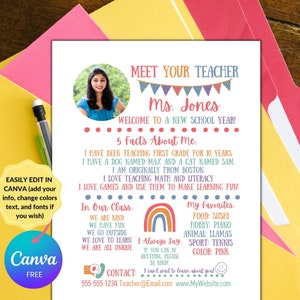 Editable Meet the Teacher Template: Back to School Welcome Letter (Digital Download)
