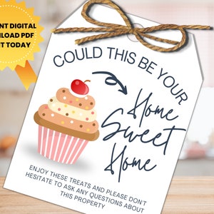 Étiquettes pour cupcakes portes ouvertes pour agent immobilier : cadeau « Home Sweet Home » (PDF)
