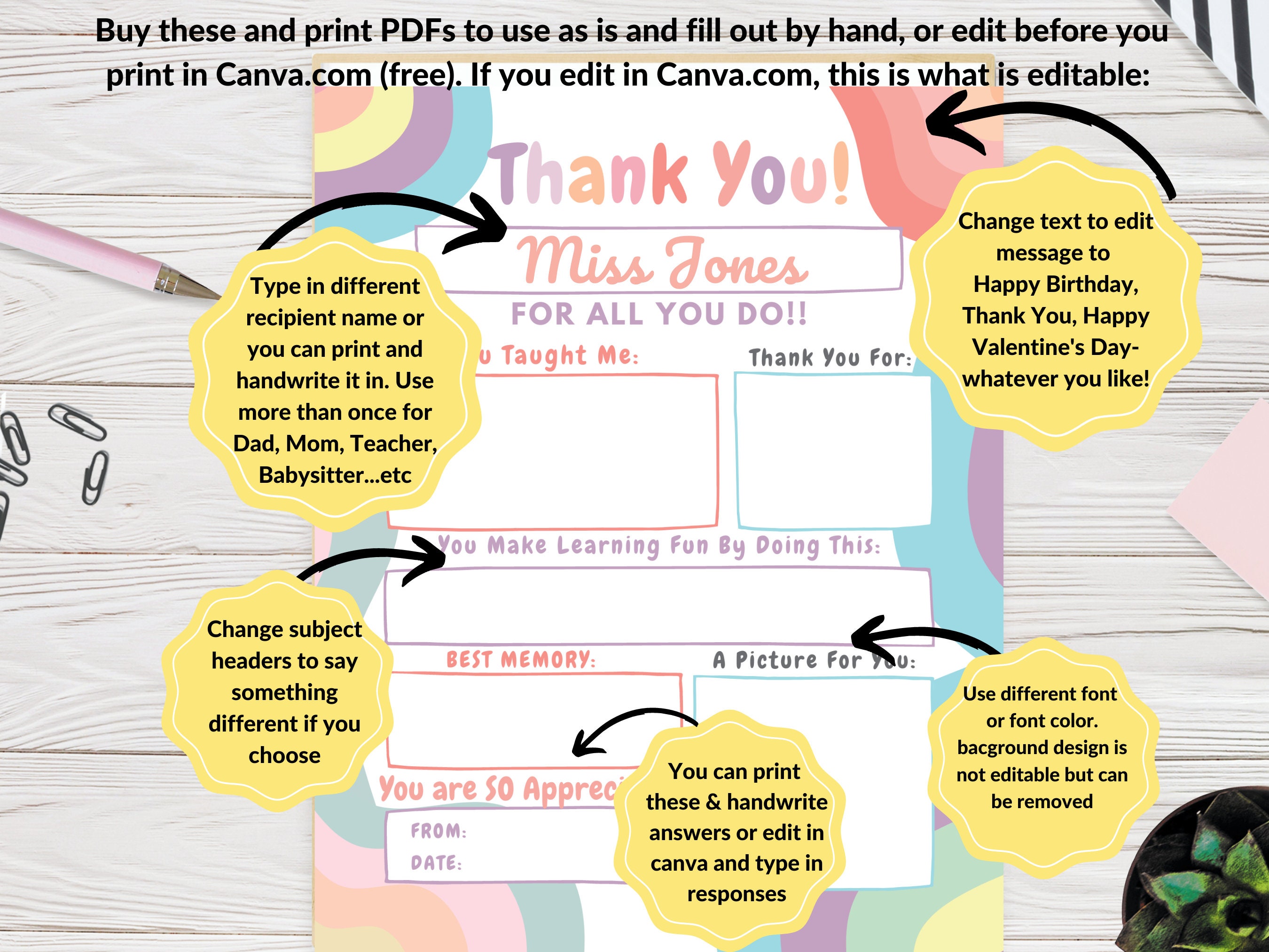 Teacher Appreciation Printable Teacher Appreciation Gift All - Etsy