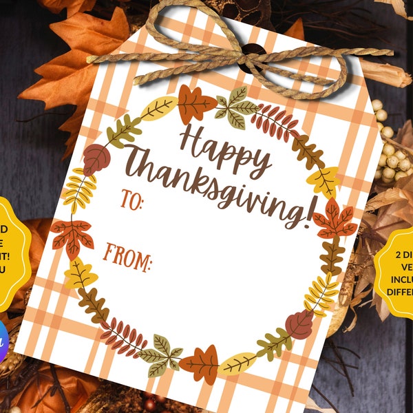 Thanksgiving Printable Tags For Real Estate Pop By, Realtor Thanksgiving Gift Tags, Pop-By Thankful Labels, Thanksgiving Treat Tag EDITABLE