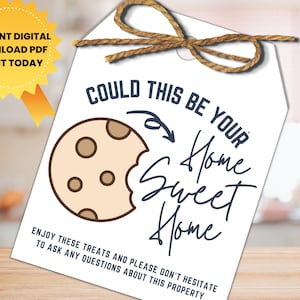 PRINTABLE Cookie Tags for Open House | Realtor Pop By Cookie Tag | Home Sweet Home Gift Tag | Open House Marketing | Real Estate Agent Gift