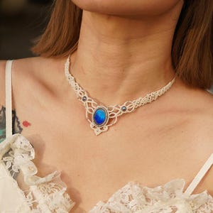 Crystal macrame choker, gold choker necklace, natural stone necklace, labradorite necklace, moonstone turquoise, hippie boho ethnic necklace