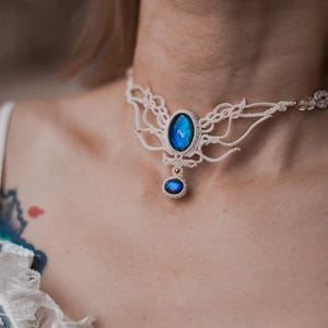 Handmade Labradorite Macrame Necklace – Artisan Crystal Jewelry, Boho Pendant, Healing Gemstone Necklace, Gift for Her, Everyday Wear