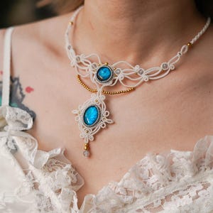 Labradorite Macramé Necklace – Handmade Crystal Pendant, Unique Birthday Gift for Her, Anniversary Jewelry, Christmas Gift, Healing Stone