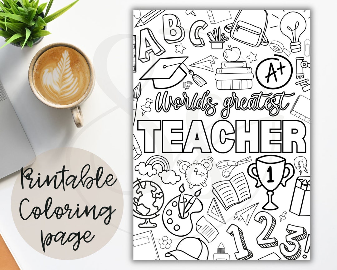 Printable Teacher Appreciation Coloring Page, World's Greatest Teacher