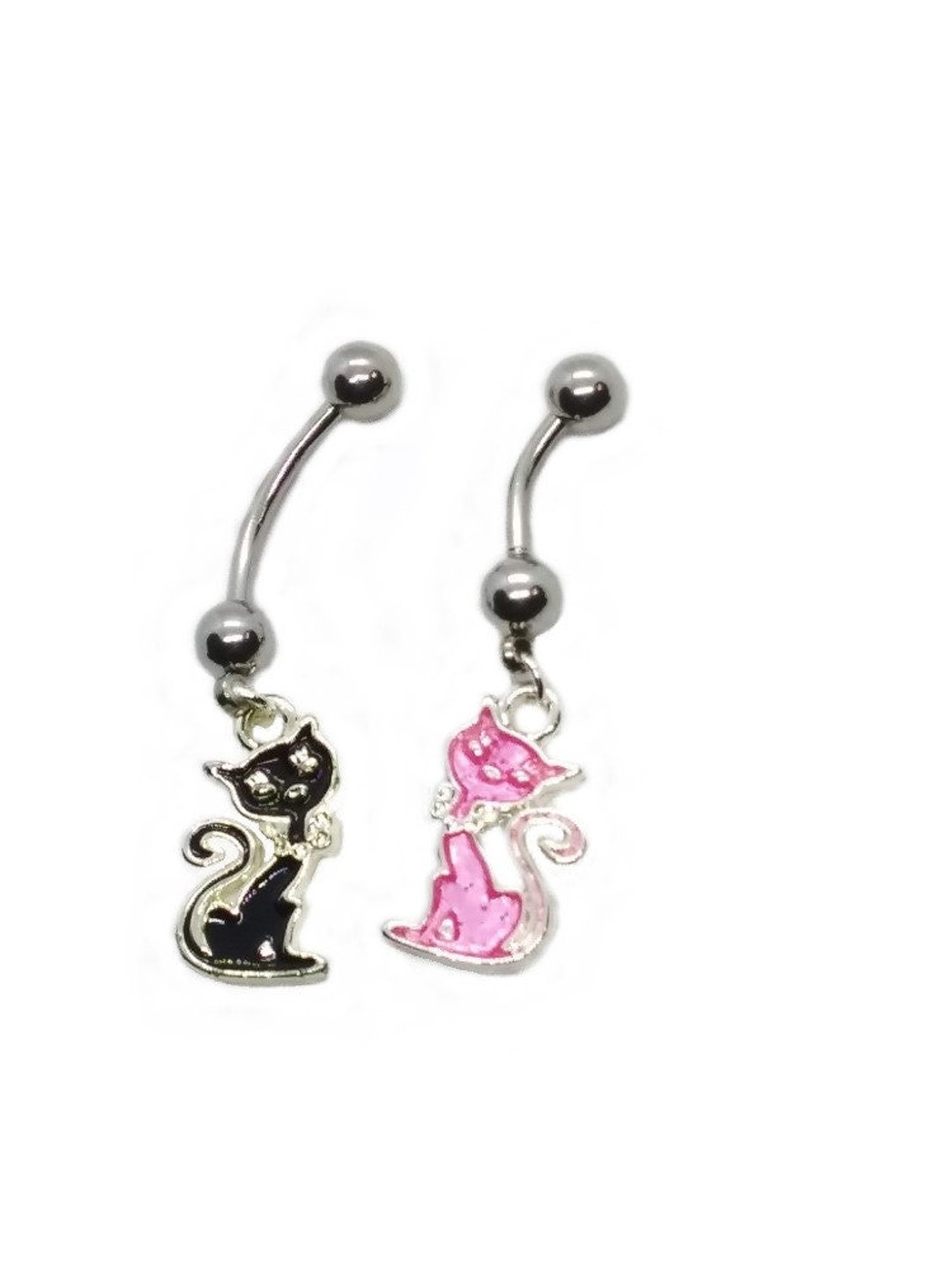 Black or Pink Cat Belly Ring Custom Length Extra Short Etsy