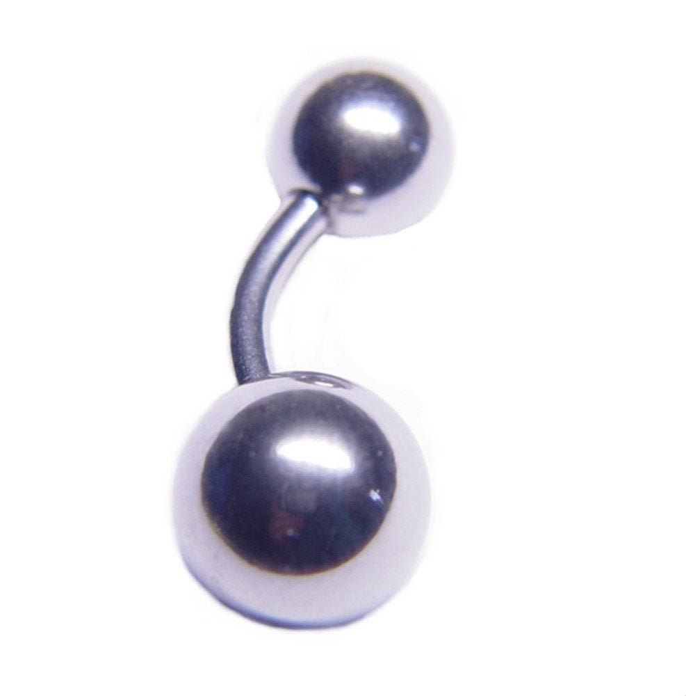 Curved Steel Navel Belly Nipple Ring Bar Barbell 14g 3/4"  5 MM Ball 