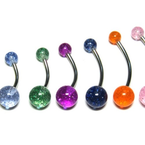 Surgical Steel Navel Belly Button Ring Opal Glitter 14G Etsy