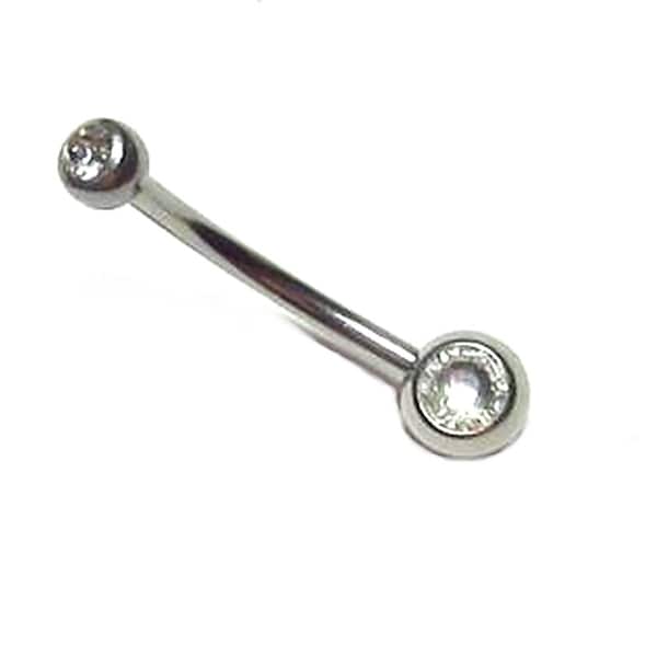 Double Gem Minimalist 4mm/6mm 1/4" to 1" Custom Length Belly Ring 14g