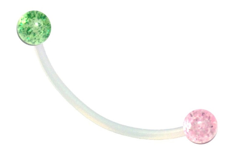 Flexible Sports or Pregnancy Belly Ring Several Colors UltraFlex bar with 5mm glitter balls.
