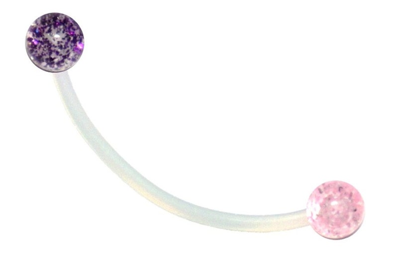 Flexible Sports or Pregnancy Belly Ring Several Colors UltraFlex bar with 5mm glitter balls.