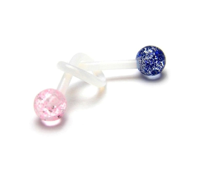 Flexible Sports or Pregnancy Belly Ring Several Colors UltraFlex bar with 5mm glitter balls.