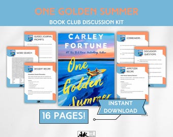 One Golden Summer Book Club Kit, Printable PDF Guide Discussion Questions Recipes Playlist Journal Prompts Digital Download Carly Fortune