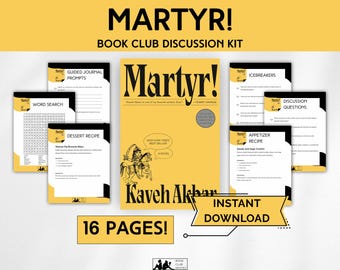 Kit del Club de Lectura ¡Mártir! Guía imprimible en PDF, preguntas para debate, recetas, lista de reproducción, ejercicios para el diario, descarga digital, Kaveh Akbar Literary LitFic