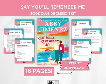 Kit per il club del libro "Dì che ti ricorderai di me" - Guida PDF di Abby Jimenez, spunti per il diario, ricette, domande, download digitale stampabile