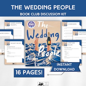 The Wedding People Book Club Kit Afdrukbare pdf-gids Discussievragen Recepten Afspeellijst Tijdschrift Prompts Digitale download Alison Espach