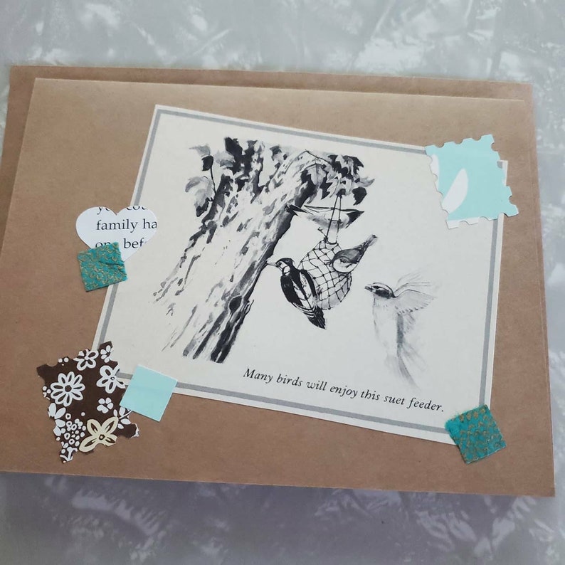 Bird-themed Blank Kraft Notecards, titled 'Tell Me More', Greeting Cards, Snail Mail, Vintage Ephemera, set of 3 image 4