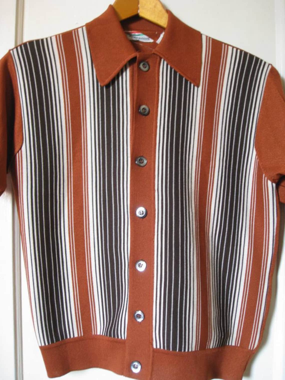 60's Mens Italian Knit S/S Sport Shirt | Etsy