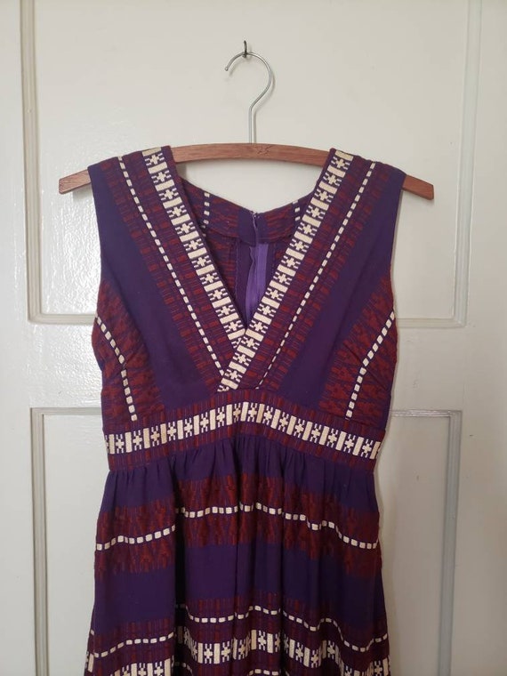 Vintage 70s Handmade Maxi Dress, Purple, Burgundy… - image 2