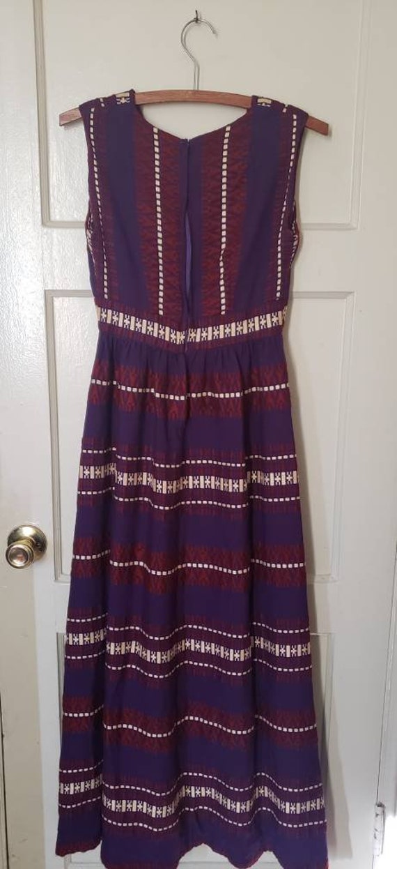 Vintage 70s Handmade Maxi Dress, Purple, Burgundy… - image 4