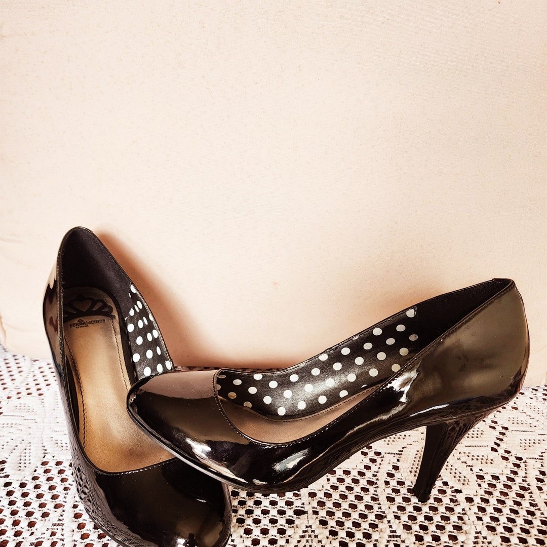 Fergalicious by Fergie Black Patent Heels. Etsy