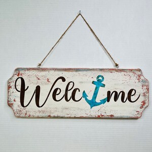 Welcome Sign, Home Sign, Anchor, Home Decor, Door Hanger, Hydrangea - Etsy