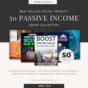 Passive Income eBook Bundle | MRR and PLR Digital Products | Master Resale Rights | Sell on Etsy & Online Stores | Private Label eBooks