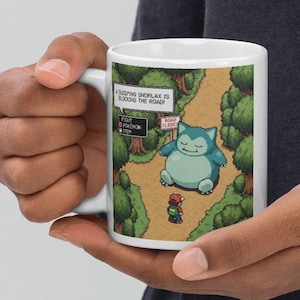 Pokemon Mug - 90s Gameboy, Retro Gift for Gaming Nerds, Sleeping Snorlax, Pokemon gift