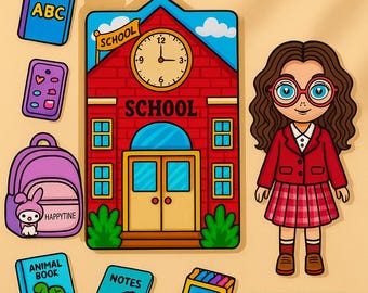 Printable Paper Dollhouse School Kit: DIY Craft, Student Doll (Digital PDF)