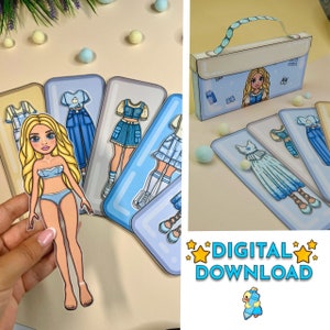 Bambola di carta stampabile con abiti – Attività di ritaglio e gioco per bambine / Bambola da vestire / Lavoretto Montessori / Giocattolo digitale fai da te per bambini