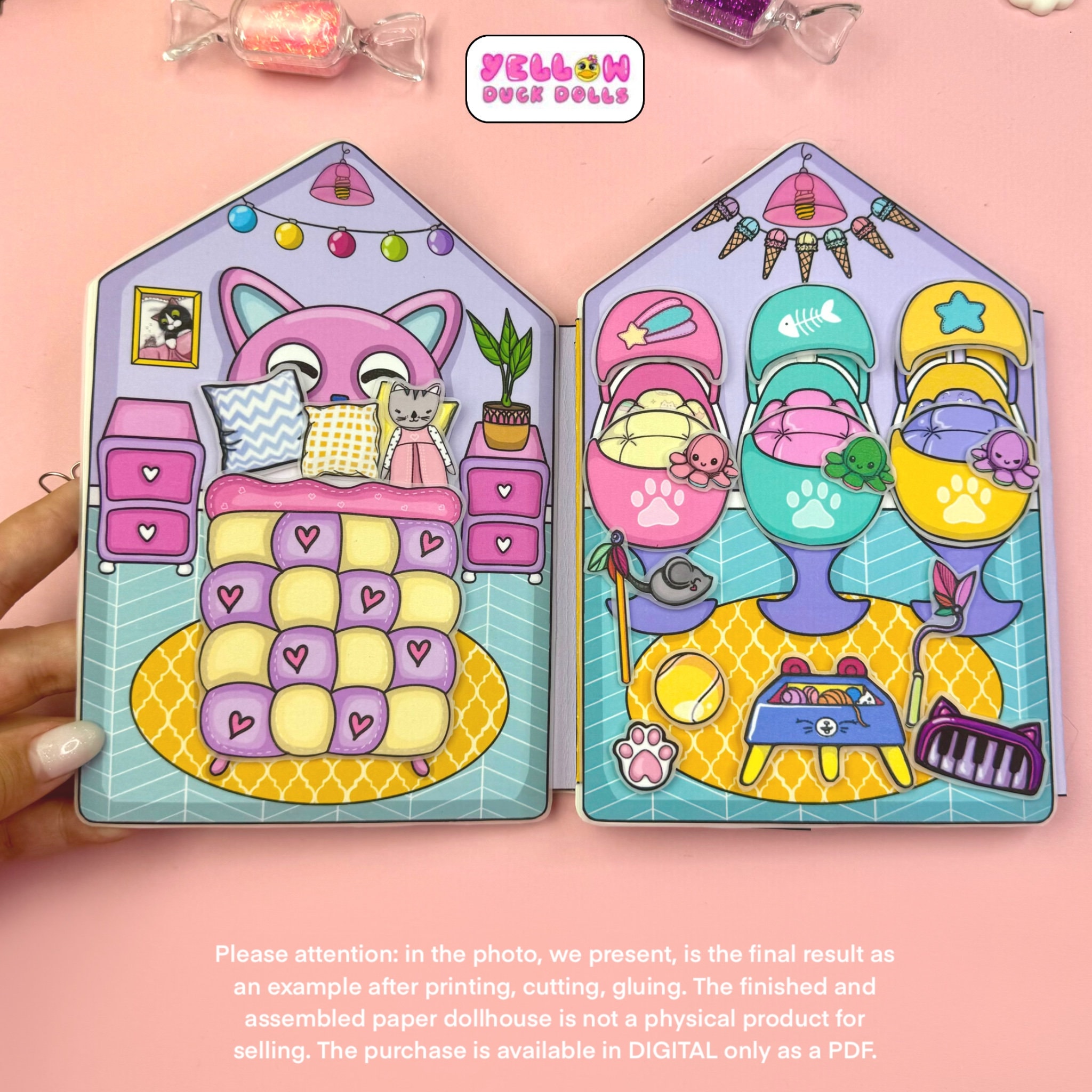 Printable Paper House, Cat Dolls Print &amp; Play Kit, Book-toy for Kids, Outfits, DIY, Kids ...