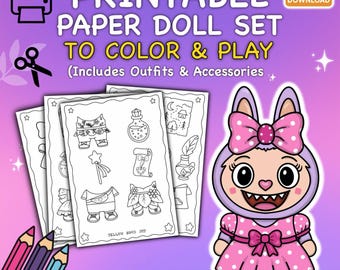 Fairy Paper Doll Coloring Set: Printable Dress-Up Activity (PDF Download)