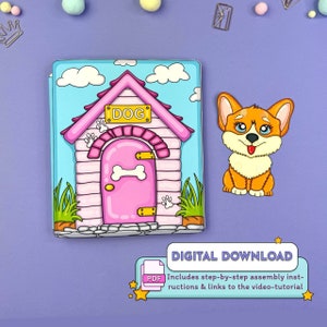 Casa delle bambole del cane stampabile - Kit di gioco fai da te in carta per bambini, attività per bambini, libro-giocattolo per bambini, libro di attività, download digitale