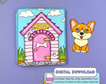 Printable Dog’s dollhouse - DIY Papercraft Game Kit for Kids, Activity for Children, Book-Toy for kids, Busy book, Digital Download