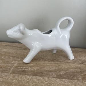 Vintage Cow Calf Shaped Milk Server, Small White Porcelain Milk Jug, Cow Creamer, Farmhouse / Country Home Kitchen.