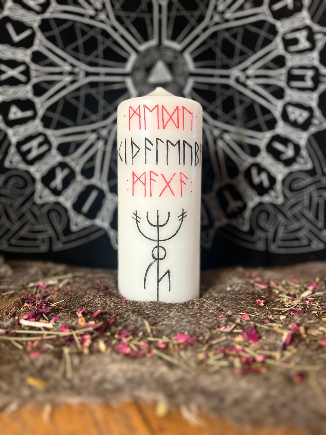 Runic Altar Candle Wisdom Candle Witches Candle Dressed Candle Spell ...