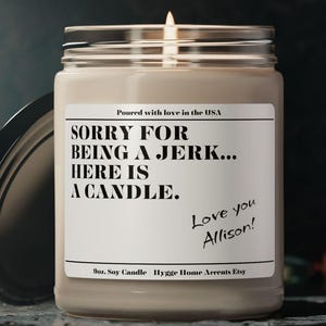 Apology Gift, Sorry Gift, Funny Candle Gift, Coworker Gift, Sister Gift, Brother Gift, Personalised Gift, Apologies candle