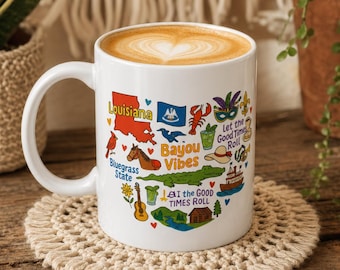 Louisiana State Mug Gift, Moving to Louisiana Gift, Louisiana Coffee Mug, New Home Louisiana, Personalized Louisiana Mug