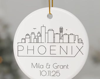 Phoenix Personalized Ornament, Phoenix AZ Wedding Anniversary Gift, Engagement Keepsake, Couple Trip Custom City Ornament