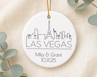 ラスベガスのパーソナライズされたオーナメント、ラスベガスの結婚祝い、駆け落ちの記念品、独身最後の旅行のカスタムシティオーナメント