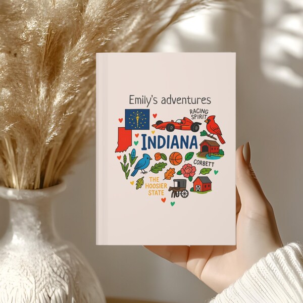 Regalo de Indiana, Estado de Indiana, Diario de viaje, Regalo único, Libro de bienvenida, Libro de visitas, Casa nueva, Regalo personalizado, Año sabático, Graduación