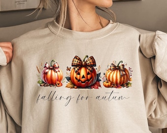Erntedank-Sweatshirt, Herbst Kaffee Sweatshirt für Frauen, Herbst Rundhalsausschnitt Kürbis Gewürz Sweatshirt, Kürbis Gewürz Shirt, Halloween, Herbst