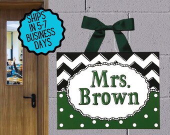 Personalized Teacher name sign, Chevron Teacher door sign, Classroom decor, Hand Painted, Teacher gift, Door sign, Teacher Appreciation