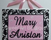 Items similar to Custom Canvas letter name wall sign door art damask