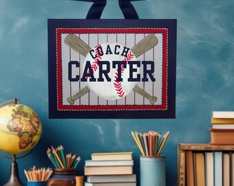 Personalized Baseball Coach Name Sign | Teacher Name sign | Baseball Coach Gift | Teacher Door Hanger | Office Name Plaque | Classroom Decor